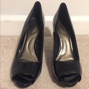 Black open-toed heels